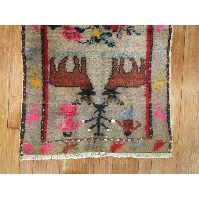 Early 21st Century Pictorial Animal Human Turkish Rug, Mid 20th Century - 2'2" x 3'6" For Sale - Image 5 of 6