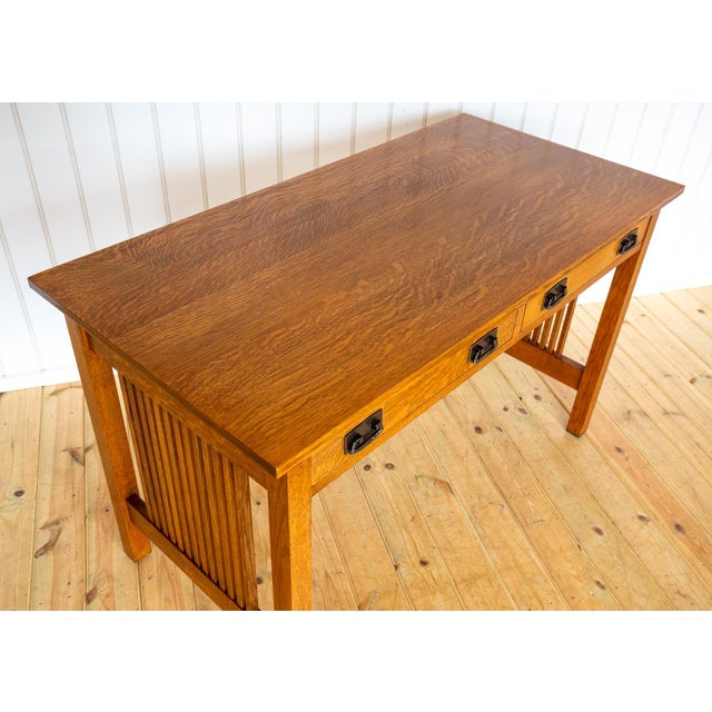 Arts and Crafts Mission Oak Desk by L. and J.G Stickley, 1993 For Sale - Image 15 of 18