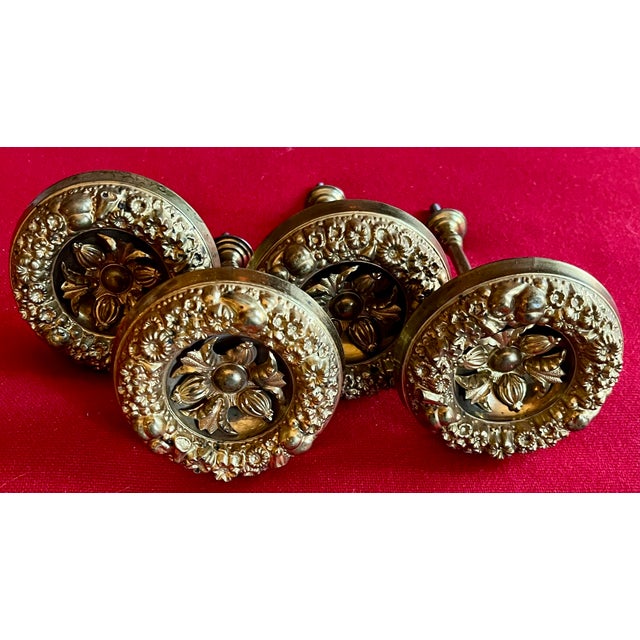 Antique 19th Century French Empire Classical Gilt Brass Curtain Drapery Tie Backs for the American Federal Market - A Set of 4 For Sale - Image 4 of 15