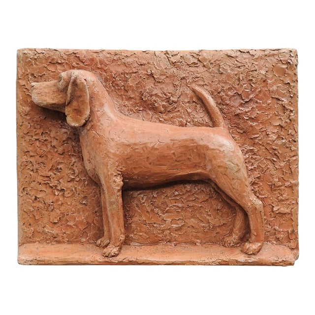 Mid 20th Century Plaster Dog Sculpture For Sale