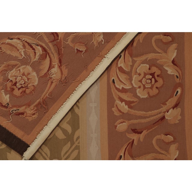 Textile Rug & Kilim’s Aubusson Style Flatweave in With Beige-Brown Floral Pattern For Sale - Image 7 of 7