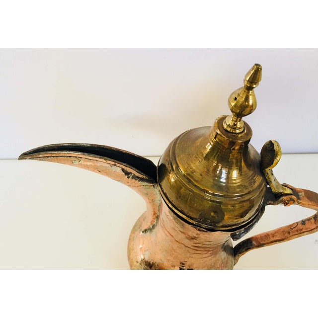 Antique Dallah Coffee Pot, Hand-Hammered Copper & Brass, Oman, 1890 For Sale - Image 16 of 18