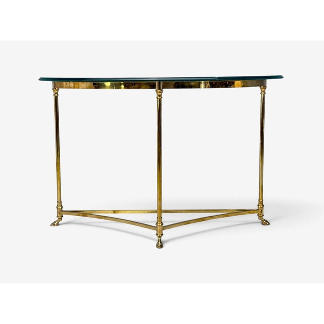 Metal LaBarge, German Modern, Demilune Console Table, Brass, Glass, Germany, 1970s For Sale - Image 7 of 14