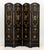 Pair of Victorian Style Paint-Decorated Ebonized Four-Panel Floor Screens, with hand-painted floral motif and gilt...
