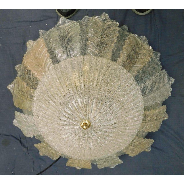 Italian 1960s Clear and Amber Graniglia Murano Flush Mount For Sale - Image 3 of 7