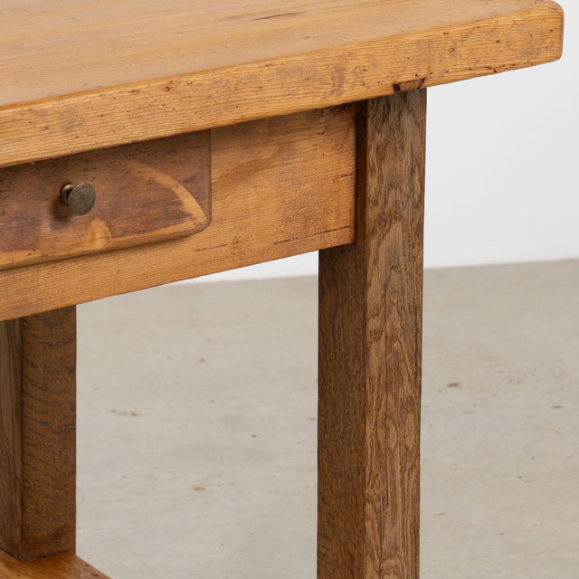 Late 19th Century Hungarian Rustic Pine Side Table With Lower Shelf For Sale - Image 9 of 14