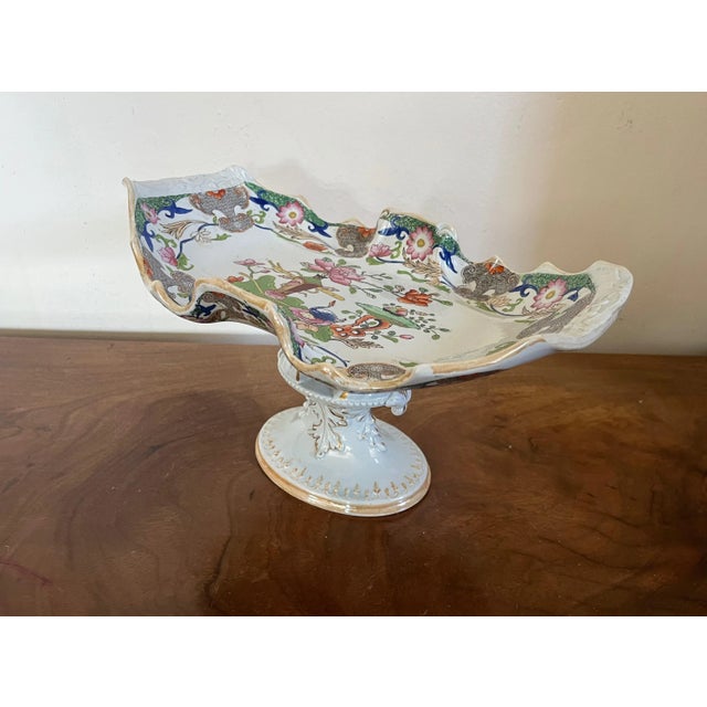 Ceramic Antique Early 19th Century Mason's Patent Ironstone China Tazza Centerpiece Compote in the Chinese Table and Vase Pattern For Sale - Image 7 of 13