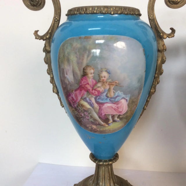 Bronze & Porcelain Vases - A Pair For Sale - Image 4 of 11