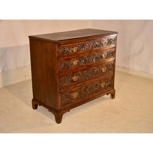 Late 18th Century English Oak Carved Chest of Drawers For Sale In Greensboro - Image 6 of 14