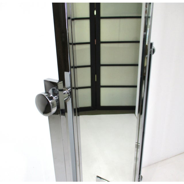 Carolina Mirror Company Full Length Rolling Chrome 2 Sided Dressing Mirror For Sale - Image 4 of 9