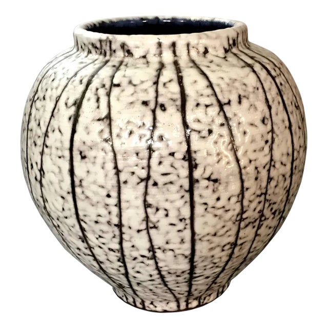 Scandinavian Postmodern Design White Glazed Ceramic Vase, 1990 For Sale