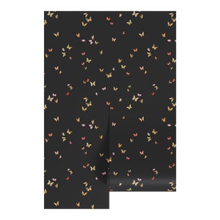 Butterfly Grove Grasscloth Wallpaper by House Party | Midnight Black | 6 Yards For Sale