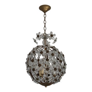 Antique Floral Crystal Chandelier For Sale