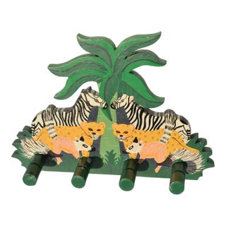 1980s Children's Wildlife Jungle Wall Peg Towel Rack For Sale