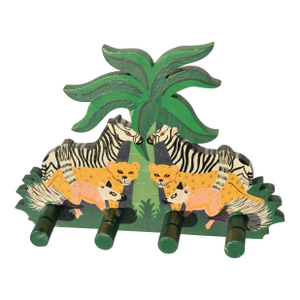 1980s Children's Wildlife Jungle Wall Peg Towel Rack