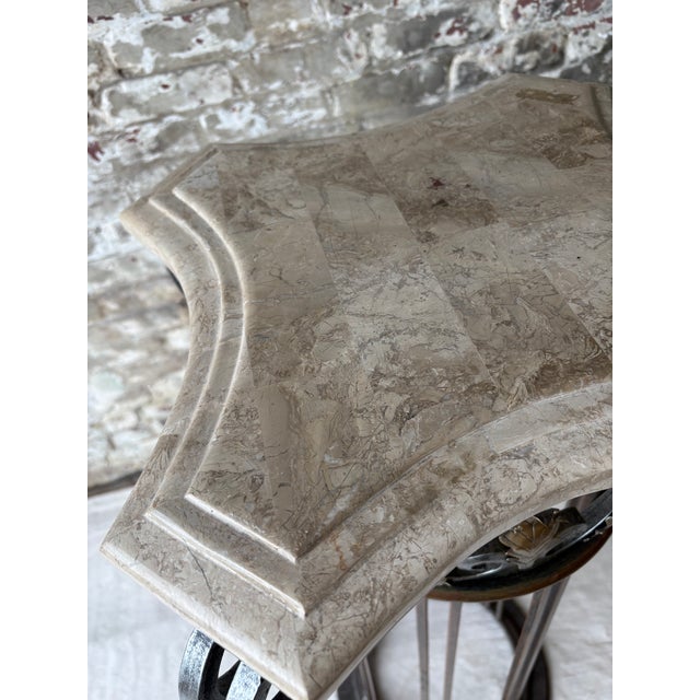 Vintage Marble Top Iron Pedestal Column For Sale In New York - Image 6 of 10