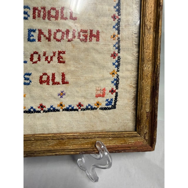 1930s Antique Dear House Sampler in Frame For Sale - Image 5 of 8