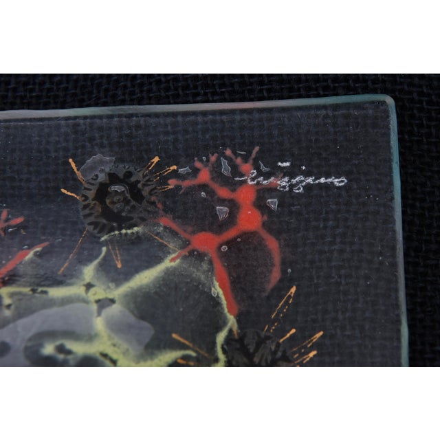 Mid Century Modern Higgins Fused Glass Bowl With Hanging Man Signature., 1950's For Sale - Image 10 of 11