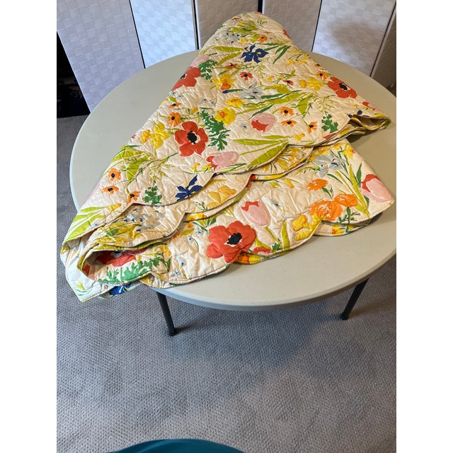 Late 20th Century Custom Made Floral Quilted Coverlet, Full Size Chairish