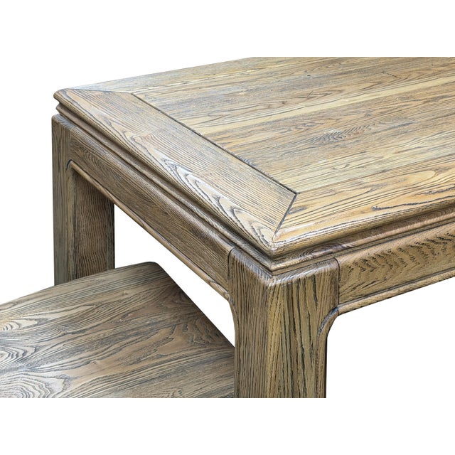 Oriental Light Wood Rough Grain Rectangular Dining Table 4 Chairs Set For Sale - Image 11 of 16