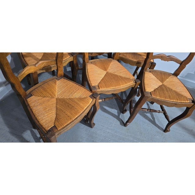 French Rustic Farmhouse Dining Chairs, 1900, Set of 6 For Sale - Image 10 of 11