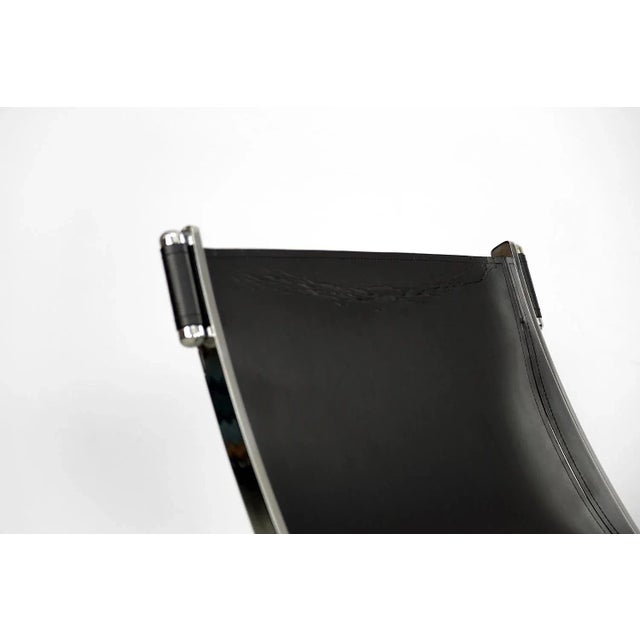 Black Vintage Italian Minimalist Leather Chair, 1980s For Sale - Image 8 of 18