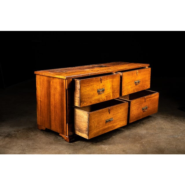 Antique Four Drawer Wooden Chest of Drawers For Sale - Image 4 of 10