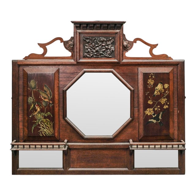 Antique Black Forest Hand-Painted Hall Mirror For Sale