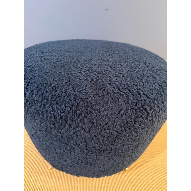 Postmodern Pair of French Wool Boucle Pouf Dining Stools For Sale - Image 3 of 18