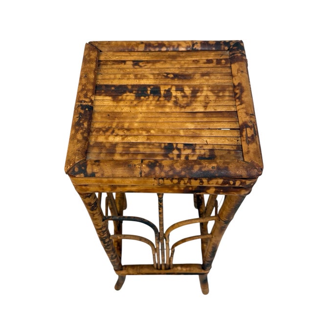 Mid 20th Century Vintage Tall Tortoise Rattan Plant Stand For Sale - Image 5 of 7