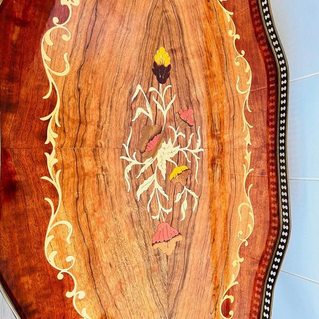 Vintage Hollywood Regency Bar Cart with Italian Marquetry Inlay For Sale - Image 5 of 10