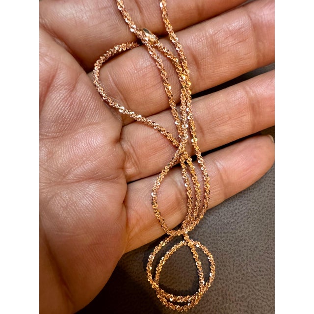 14k Gold Fancy Diamond Cut Italian Rose Gold Chain, 18" Long For Sale In New York - Image 6 of 18