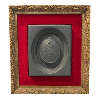 Framed Black Basalt Neoclassical Plaque in the Style of Wedgewood For Sale