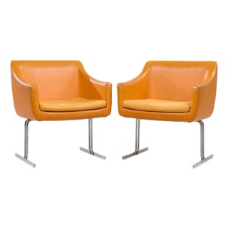 Hugh Acton for Vecta Mid Century Chrome Lounge Chairs - Pair For Sale
