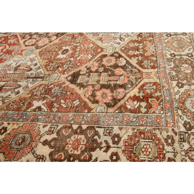 Beige Persian Bakhtiari Rust Wool Rug With Allover Floral Pattern From the 1910s For Sale - Image 8 of 8