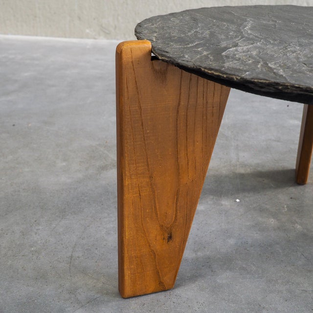Brutalist Slate and Pine Side Tables, 1970s, Set of 2 For Sale - Image 18 of 18