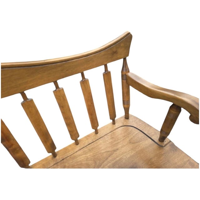 1960s Rockingham Maple Colonial Cattail Deacon's Bench Farmhouse For Sale - Image 4 of 17
