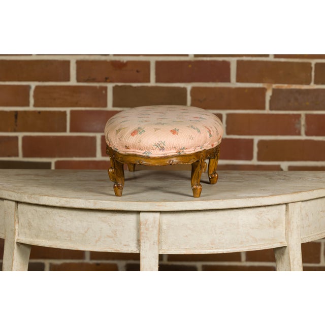 19th Century French Louis XV Style Footstool with Six Carved Cabriole Legs For Sale - Image 11 of 12