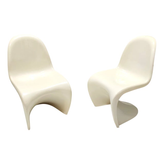 Set of Vintage Ivory Plastic Side Chairs, 1990s For Sale