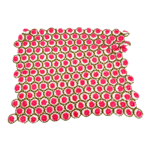 Groovy 70s Crochet Hot Pink 3d Puff-Stitch Flower Power Afghan – 50” X 42”