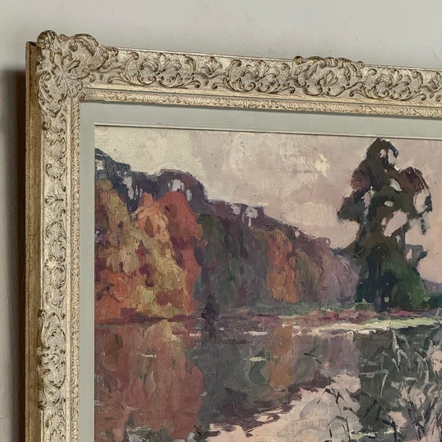Framed Oil Painting on Canvas by Jean Stevan (1896-1962) 'The Pond in Autumn' For Sale - Image 13 of 15