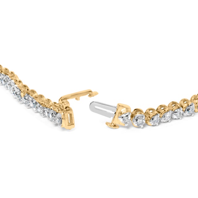Contemporary 10K Yellow Gold 4.0 Cttw Lab Grown Diamond Tennis Bracelet For Sale - Image 3 of 5