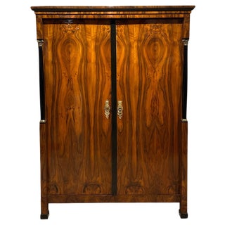 Empire Armoire in Walnut Veneer & Brass, Vienna, 1815 For Sale