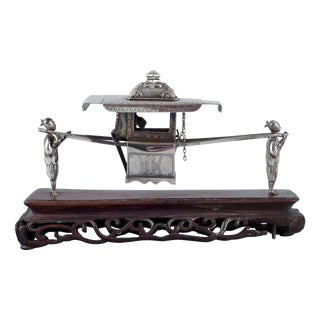 Antique Chinese Sedan Chair in Sterling Silver, 1920s For Sale