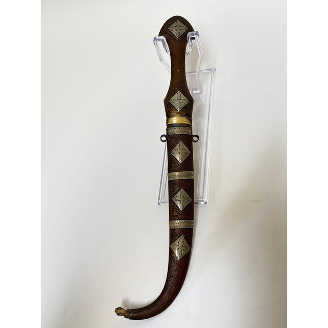 Moroccan Dagger Brass and Silver Decorative Collector Khoumya For Sale - Image 16 of 18