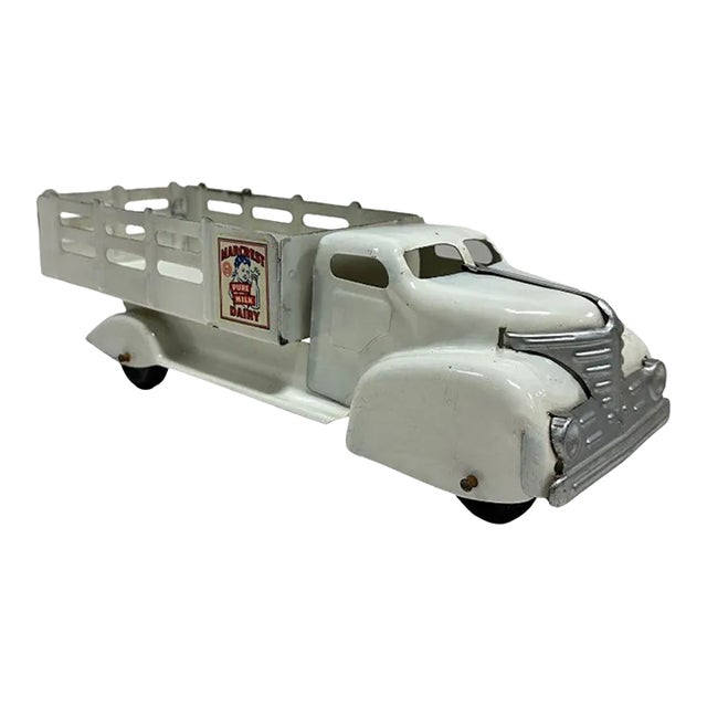1930's Marx Marcrest Pressed Steel Pure Milk Dairy Toy Truck For Sale