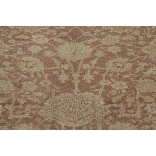 Antique Mahal Afghan Rug in Beige-Brown Floral Patterns by Rug & Kilim For Sale In New York - Image 6 of 9