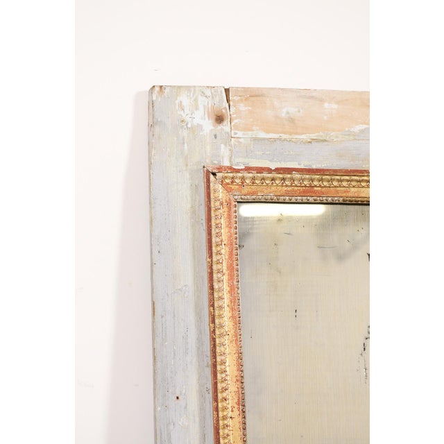 18th Century French Mirror With Blue and Gold Accents For Sale In Atlanta - Image 6 of 11