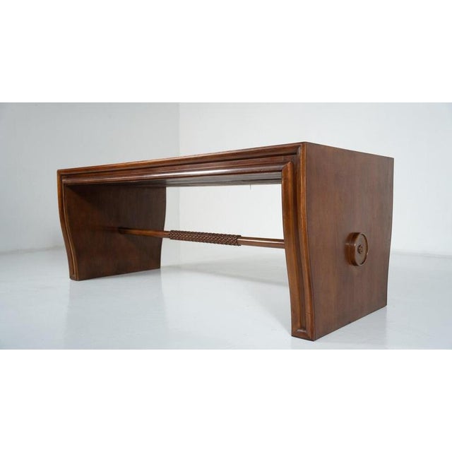 Wood Large Mid-Century Modern Wood Desk attributed to Osvaldo Borsani, Italy, 1950s For Sale - Image 7 of 18