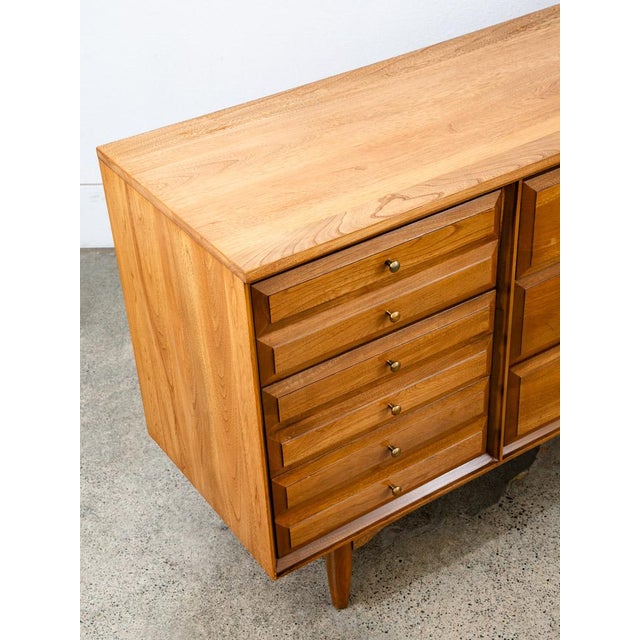 Brown 1960s Mid Century Modern Credenza Dresser Solid Wood 9 Drawers La Period Furniture For Sale - Image 8 of 12